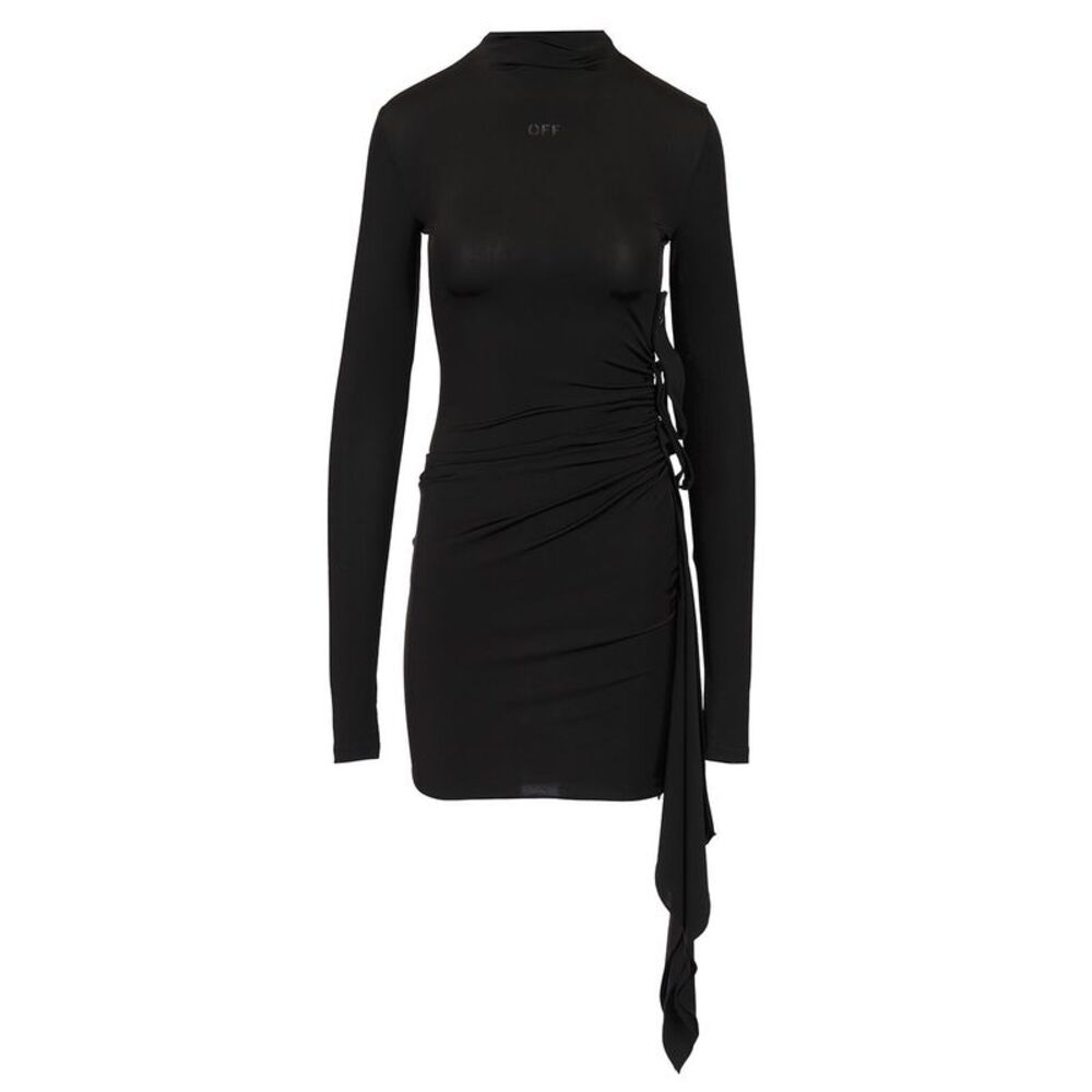 Off-White Women Sec Skin Draped Mini Dress Ls Black - Bl